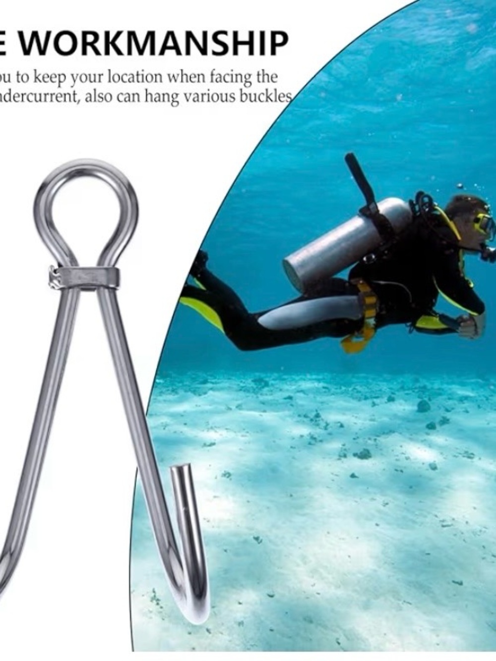 Stainless Steel Dive Anchor Hook - Silver